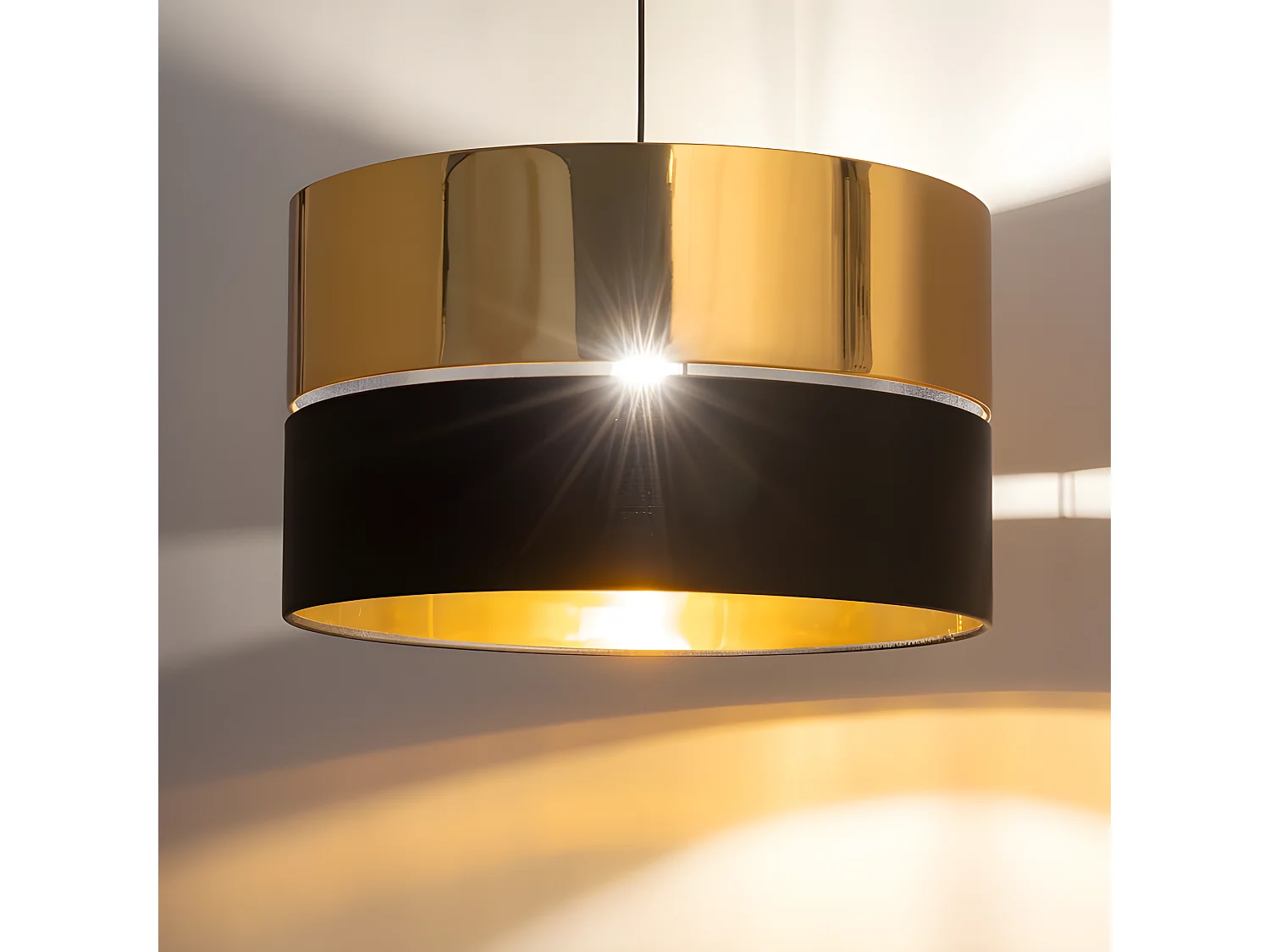 Suspension Métal Noir et Doré - diam 50 x h175 cm  - modèle HILTON de TK LIGHTING