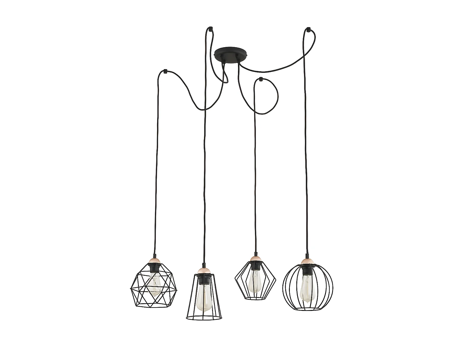 Suspension graphique en métal noir filaire - ajustable - 4XE27 - modèle GALAXY de TK LIGHTING