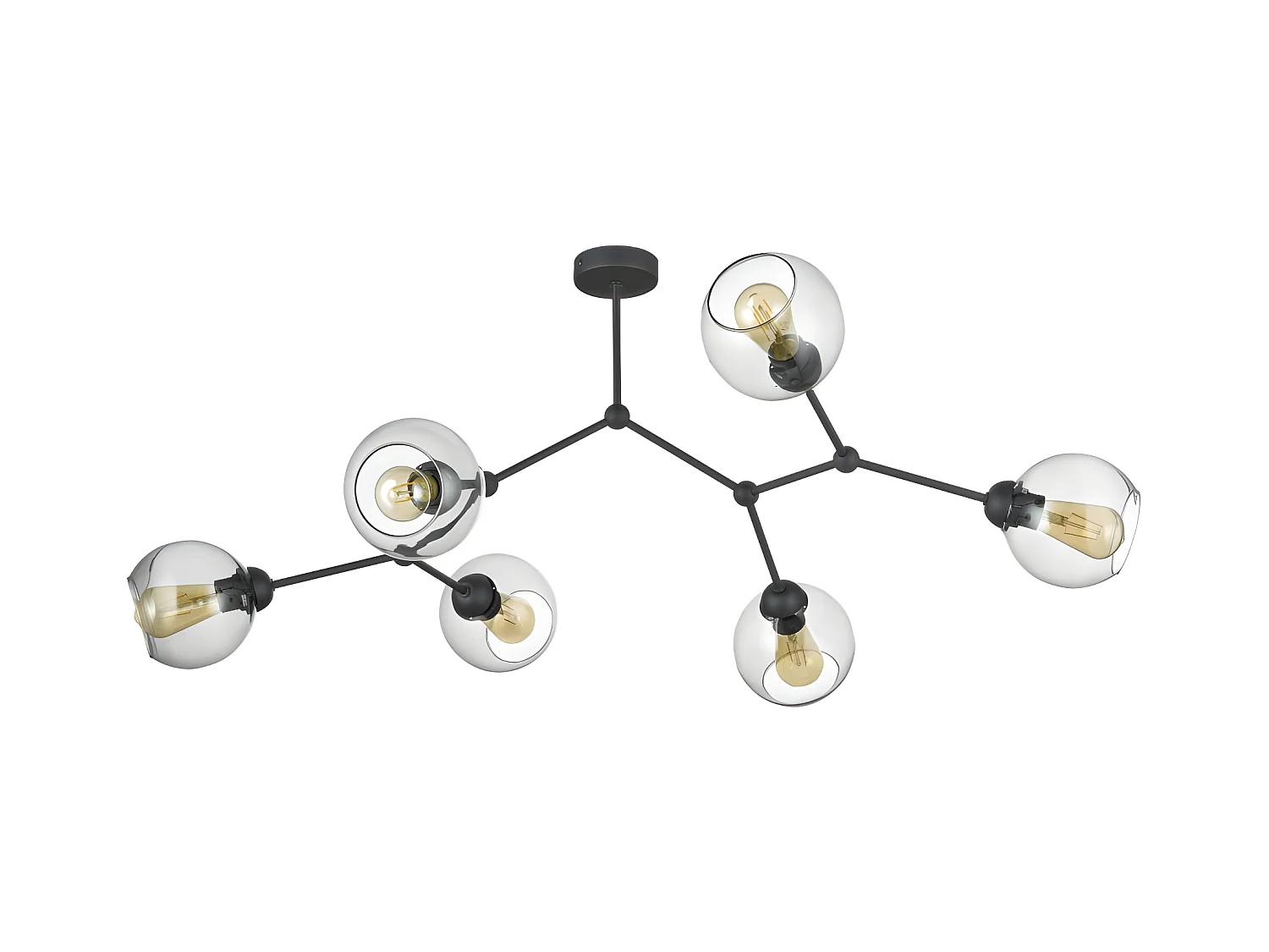 Suspension industrielle en verre/métal noir - h55 x L108cm - 6xE27 - modèle FAIRY de TK LIGHTING