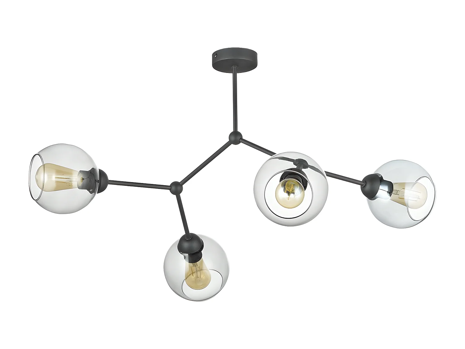 Suspension en verre et métal noir - h50 x L70cm - 4xE27 - modèle FAIRY de TK LIGHTING