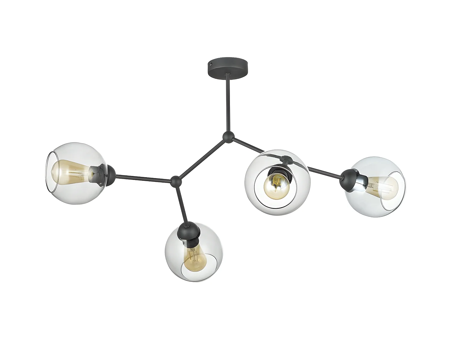 Suspension en verre et métal noir - h50 x L70cm - 4xE27 - modèle FAIRY de TK LIGHTING
