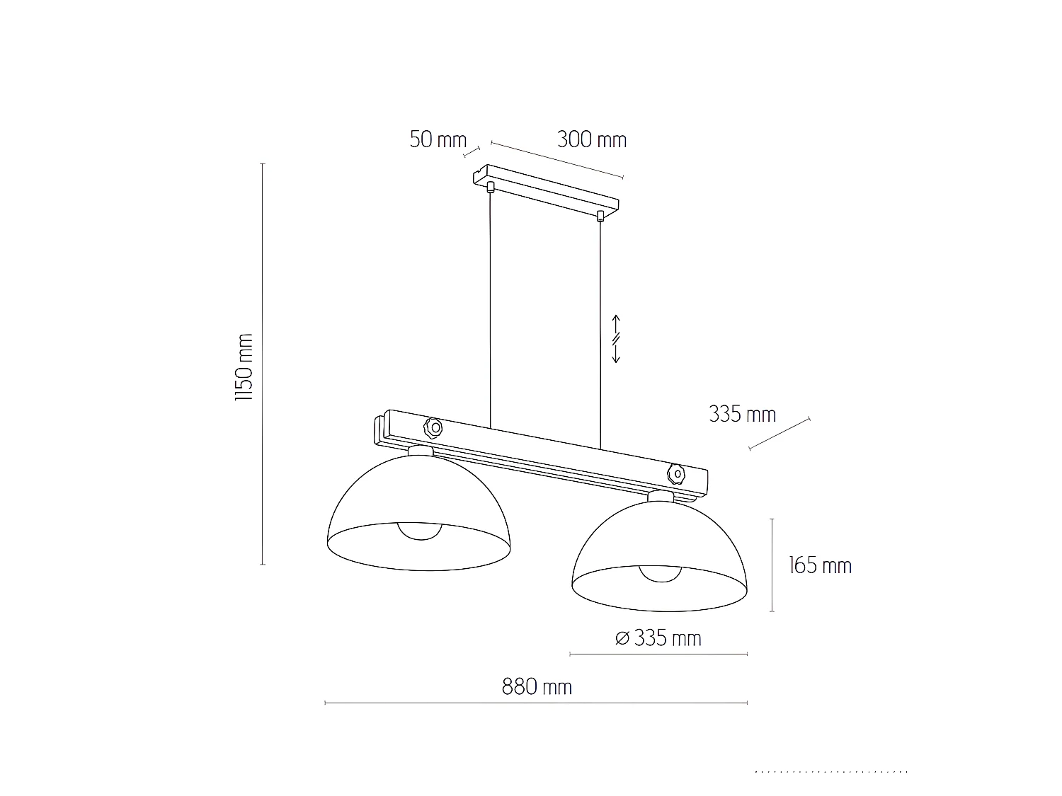 Suspension en bois double abat-jour métal - modèle OSLO de TK LIGHTING