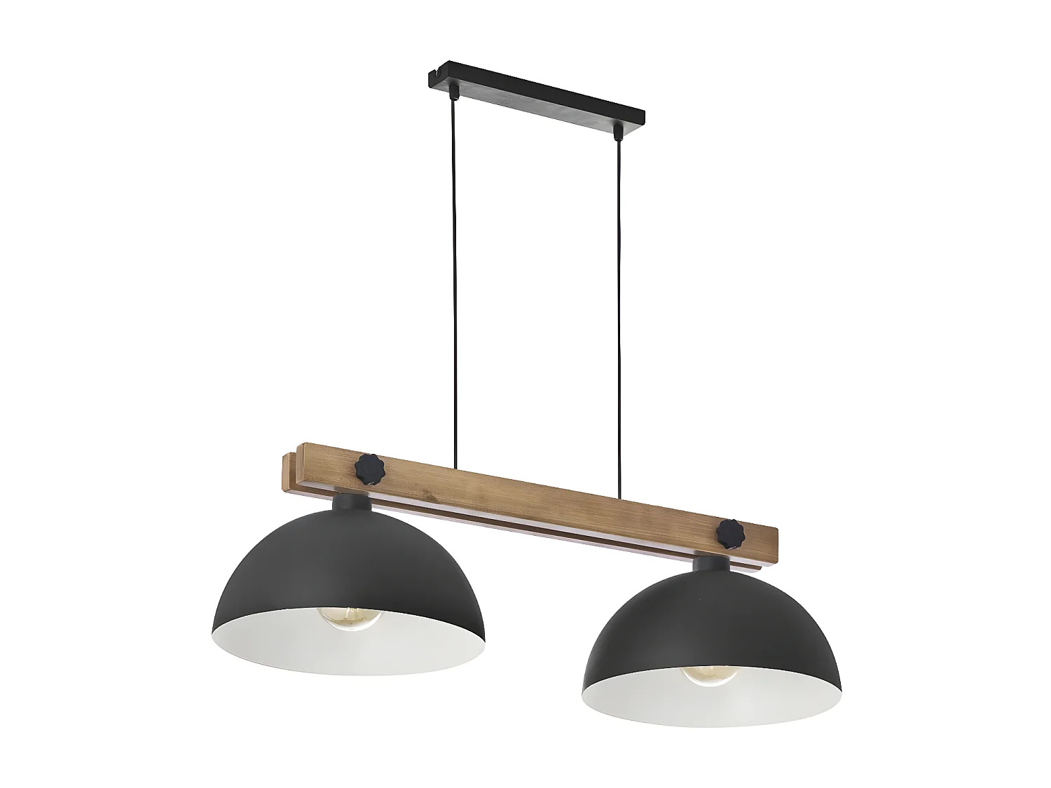 Suspension en bois double abat-jour métal - modèle OSLO de TK LIGHTING