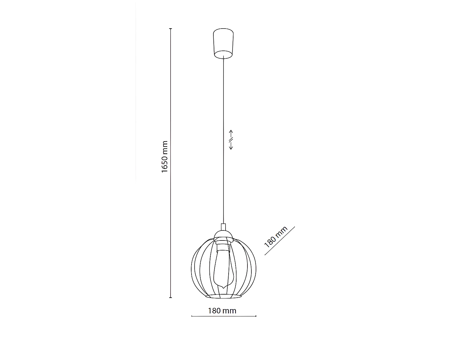 Suspension graphique en métal noir forme ronde - h165cm réglable - 1xE27 - modèle GALAXY de TK LIGHTING