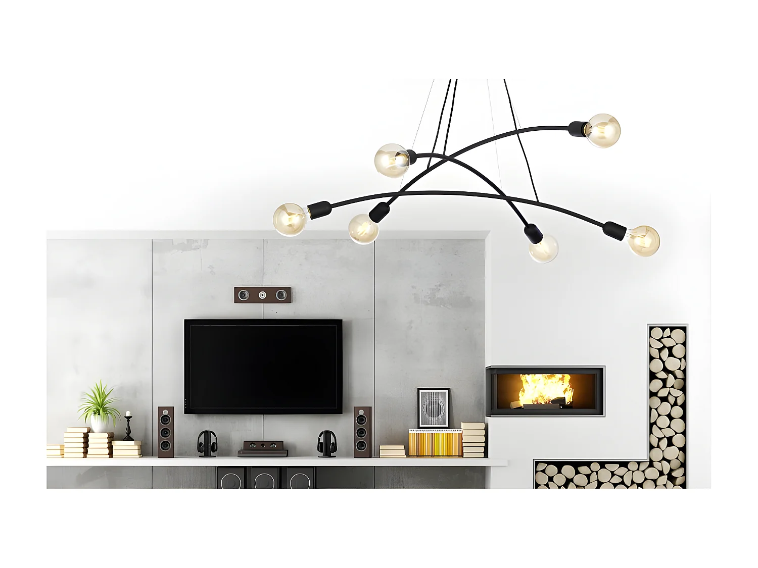 Suspension en verre – L90cm -4xE27 - modèle HELIX de TK LIGHTING