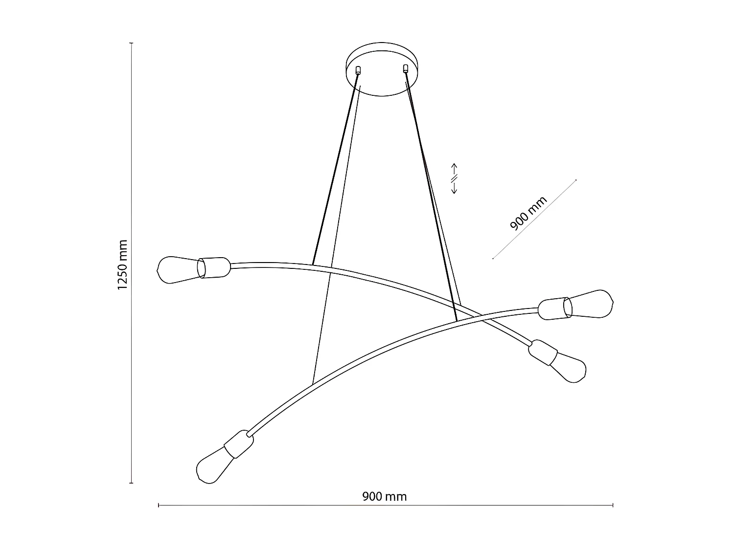 Suspension en verre – L90cm -4xE27 - modèle HELIX de TK LIGHTING