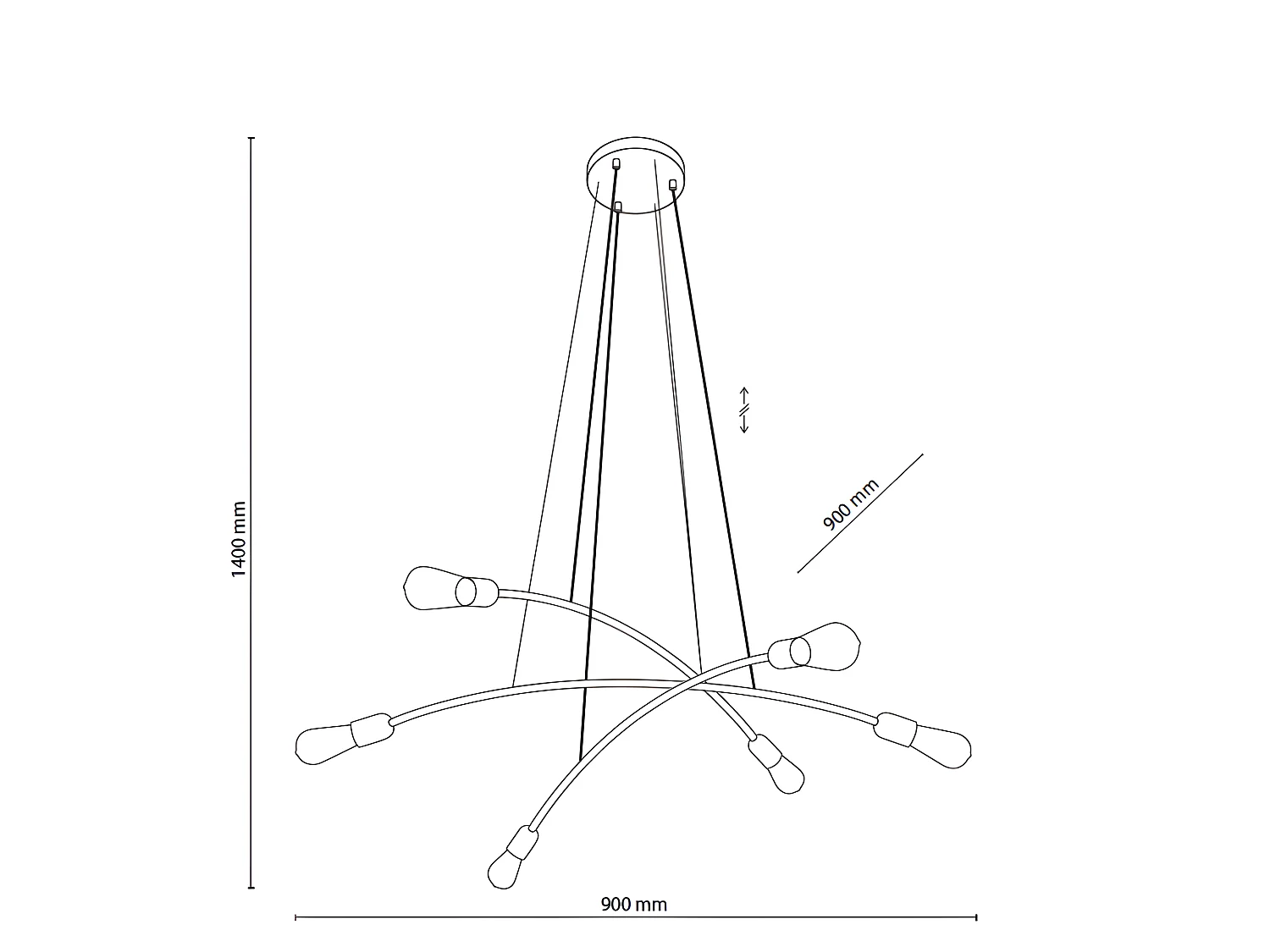 Suspension en verre – L140cm -6xE27 - modèle HELIX de TK LIGHTING