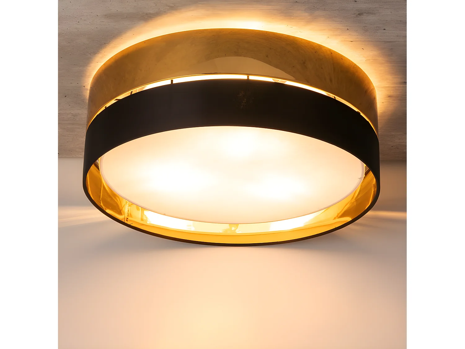 Plafonnier en métal noir et doré - diam45 x h16,5cm - 3xE27 - modèle HILTON de TK LIGHTING