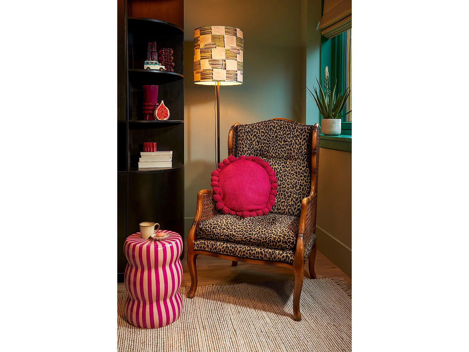 Coussin en coton - Ø40 - Fuchsia - PON PON