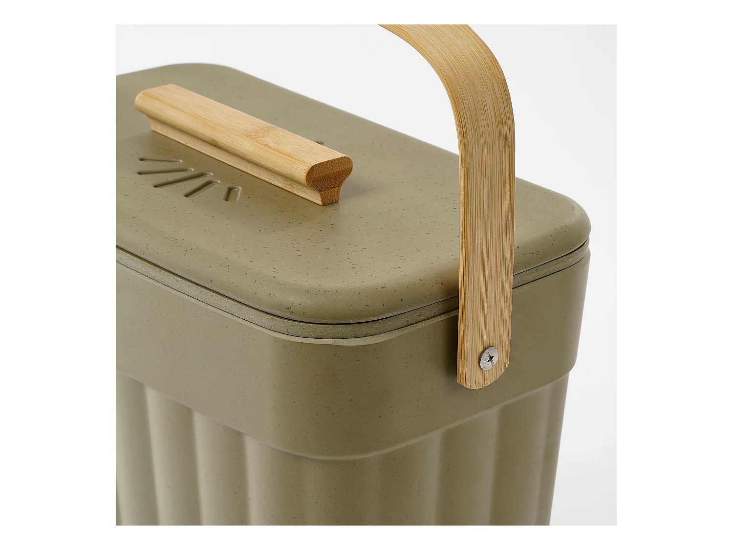 Abfalleimer aus Bambusfaser und  Holzfaser und  Polyresin - 29 x 16 x 29 - Grün - MANJA