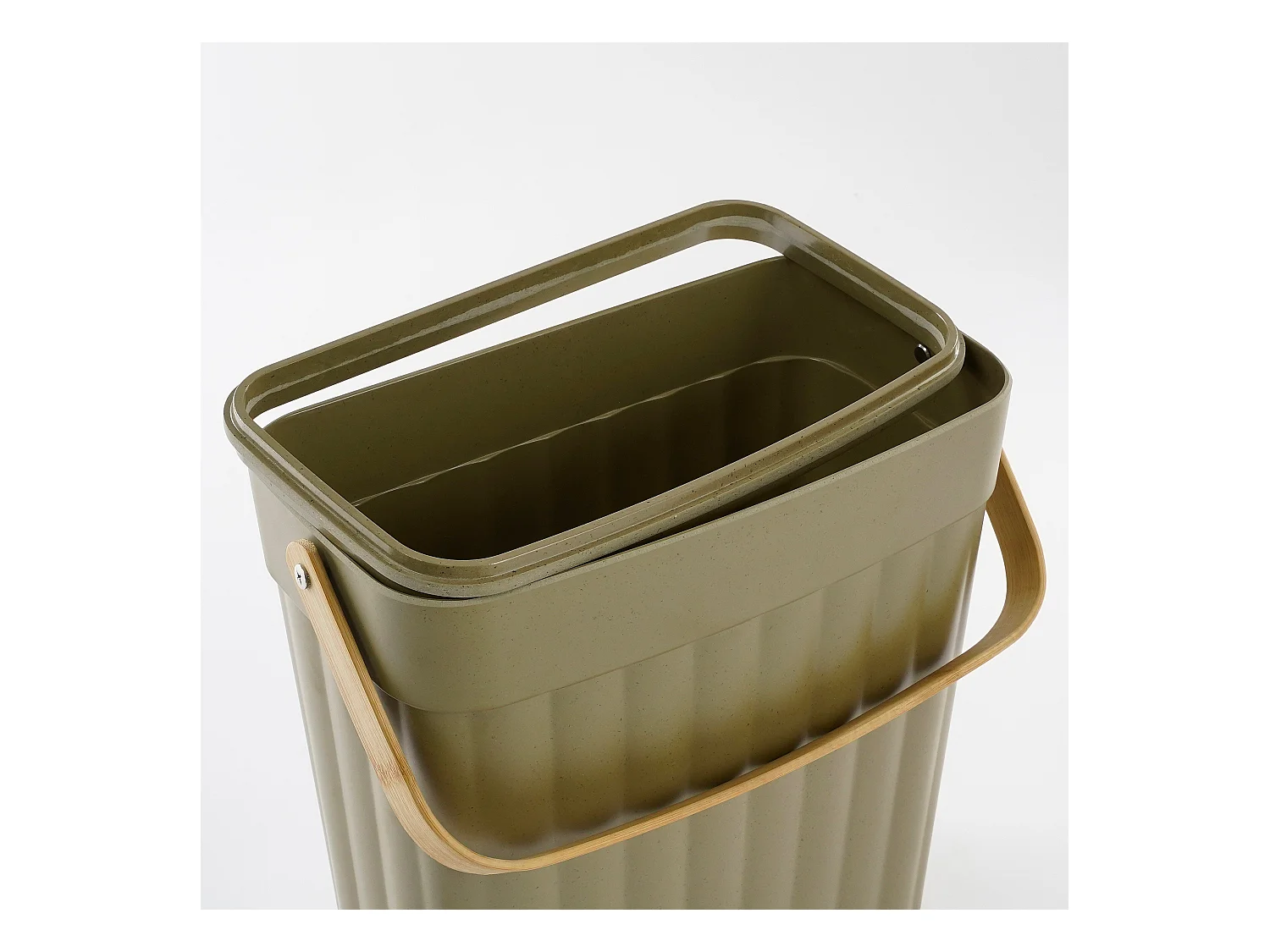 Abfalleimer aus Bambusfaser und  Holzfaser und  Polyresin - 29 x 16 x 29 - Grün - MANJA