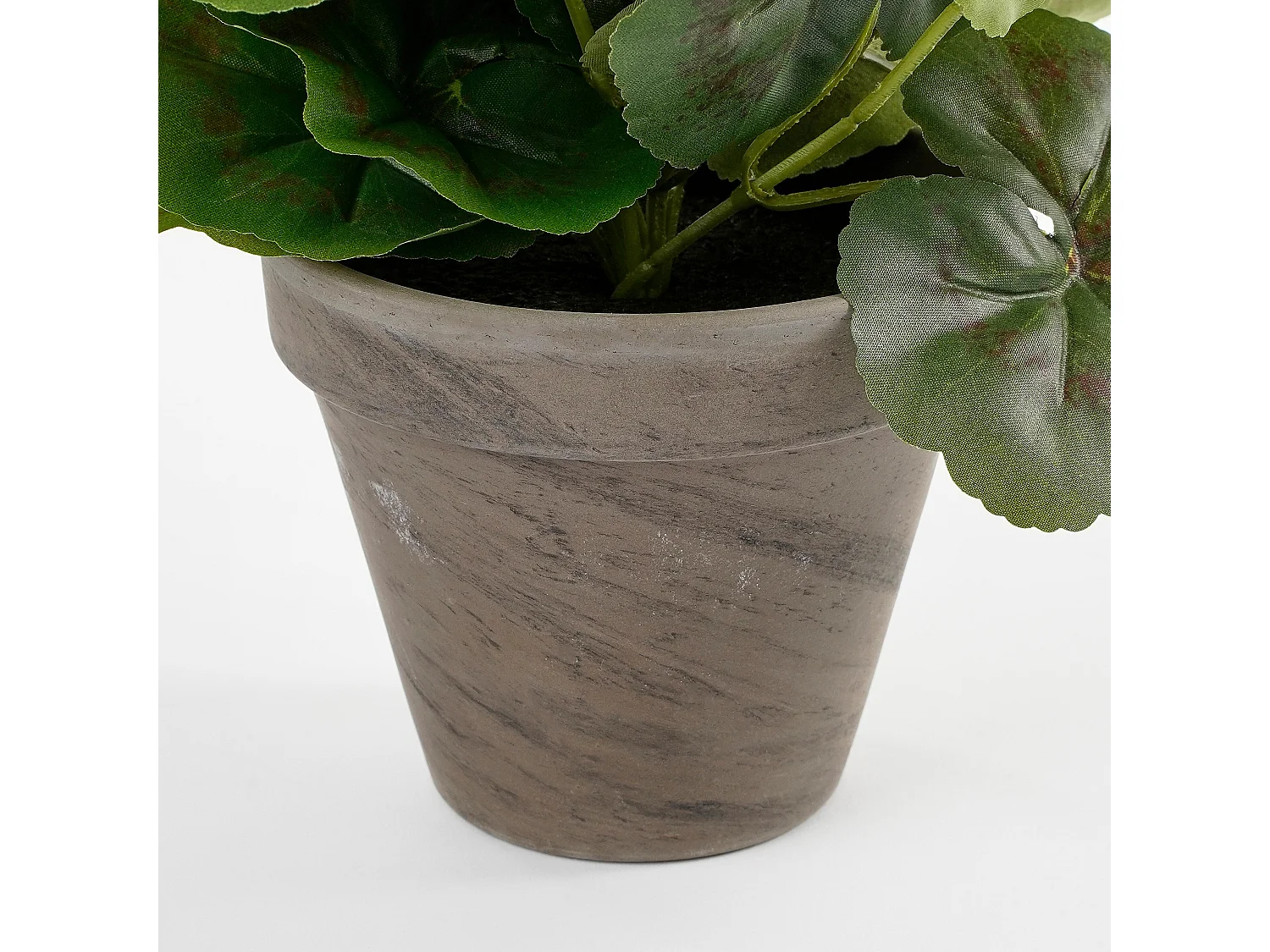 Plante artificielle en polyester et terre cuite - 34 x Ø20 - Blanc, rose - GERANIUM