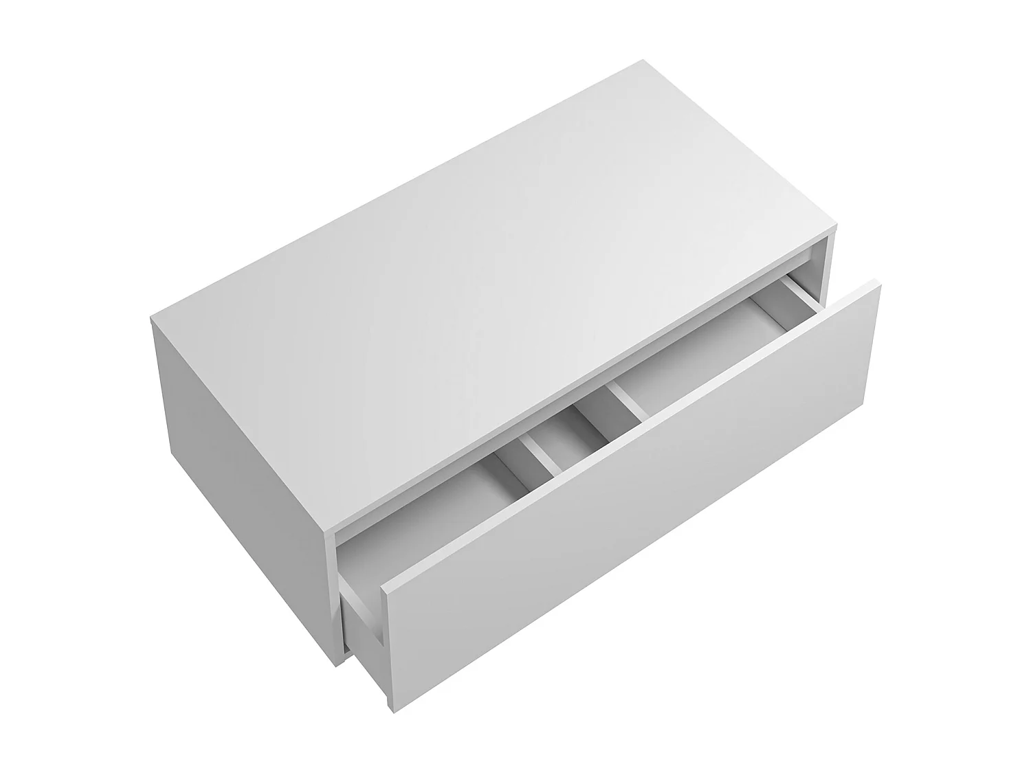 Mueble de baño flotante blanco con lavabo redondo - 1 cajón y 2 estantes - 94 cm - TEANA II