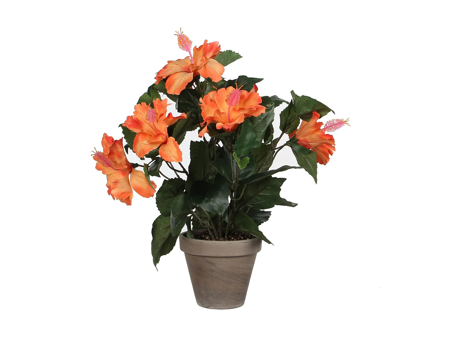 Kunstpflanze aus Polyester und Terrakotta - 40 x Ø30 - Orange - HIBISCUS