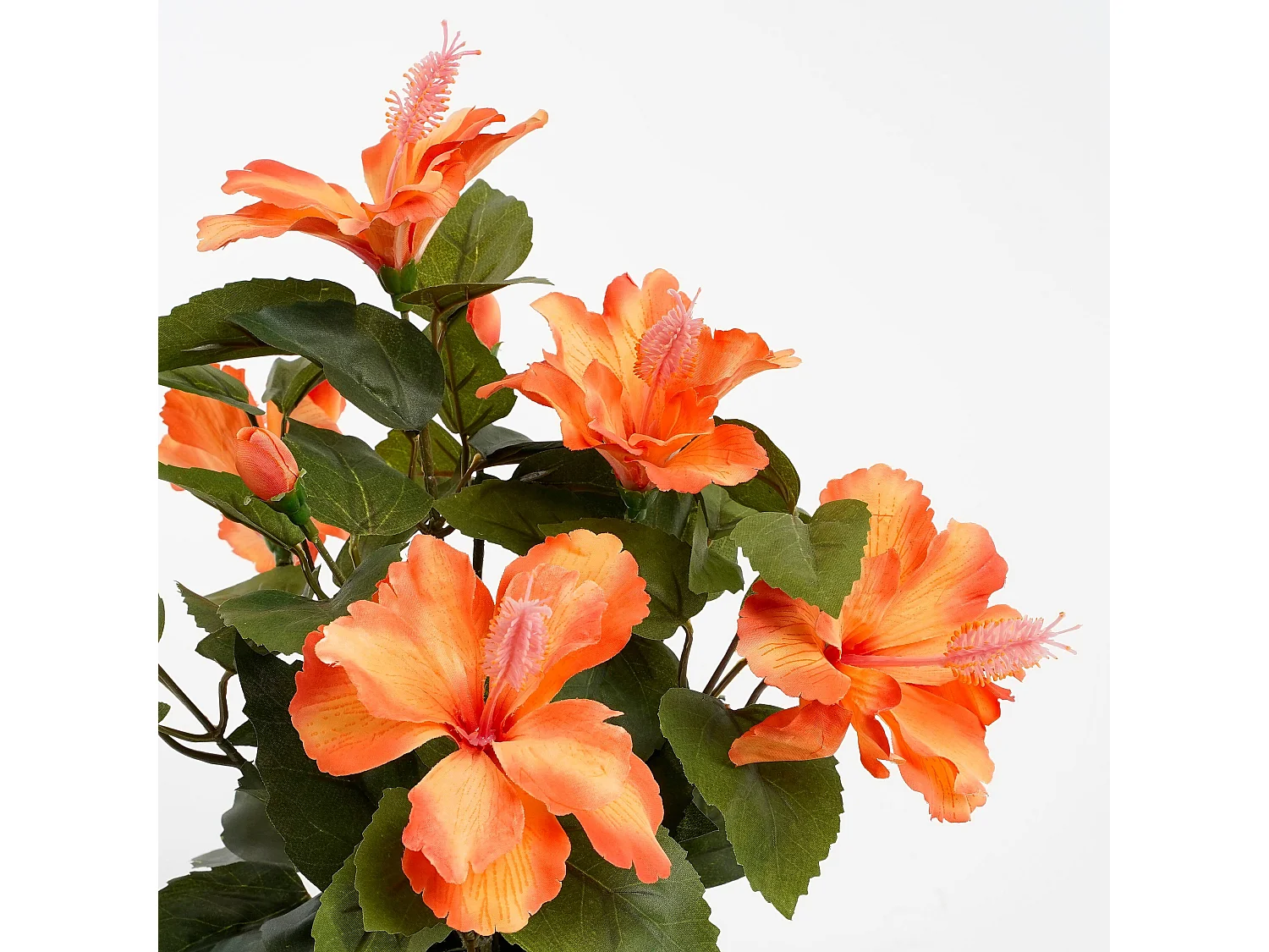 Kunstpflanze aus Polyester und Terrakotta - 40 x Ø30 - Orange - HIBISCUS