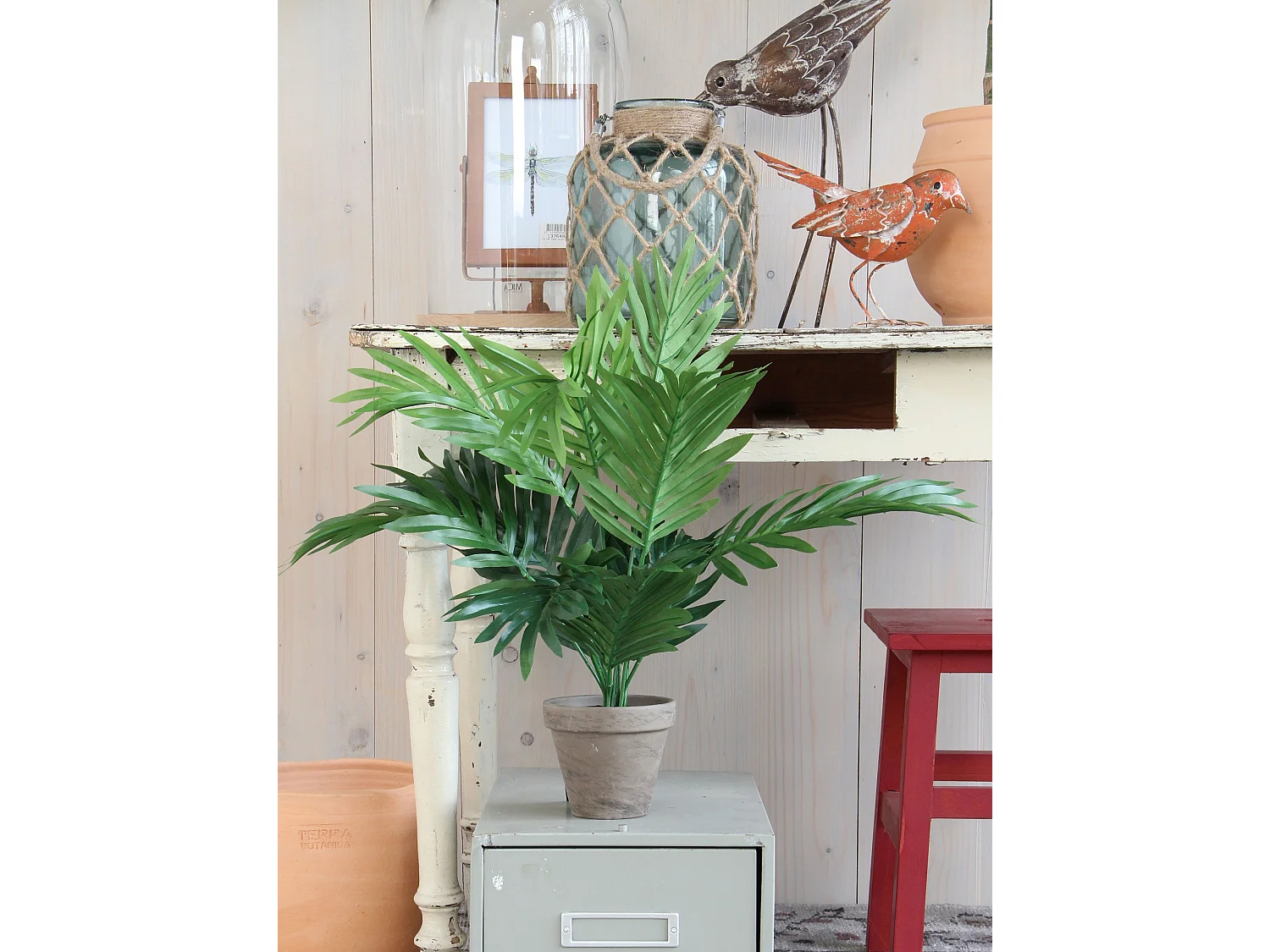 Kunstplant van polyester en terracotta - 45 x Ø60 - Groen - ARECA PALM