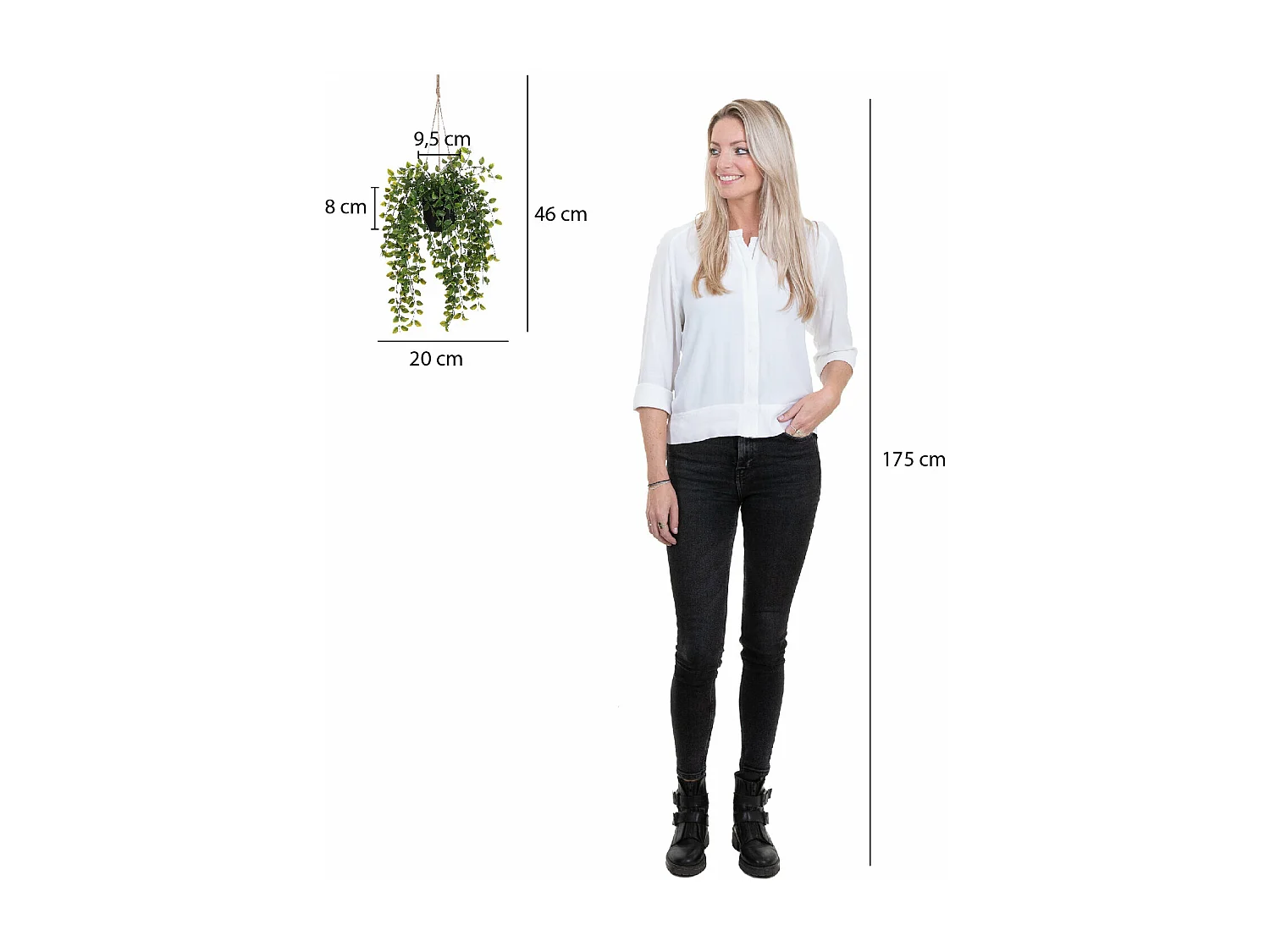 Hangende Kunstpflanze aus Plastik - 46 x Ø20 - Grün - FICUS