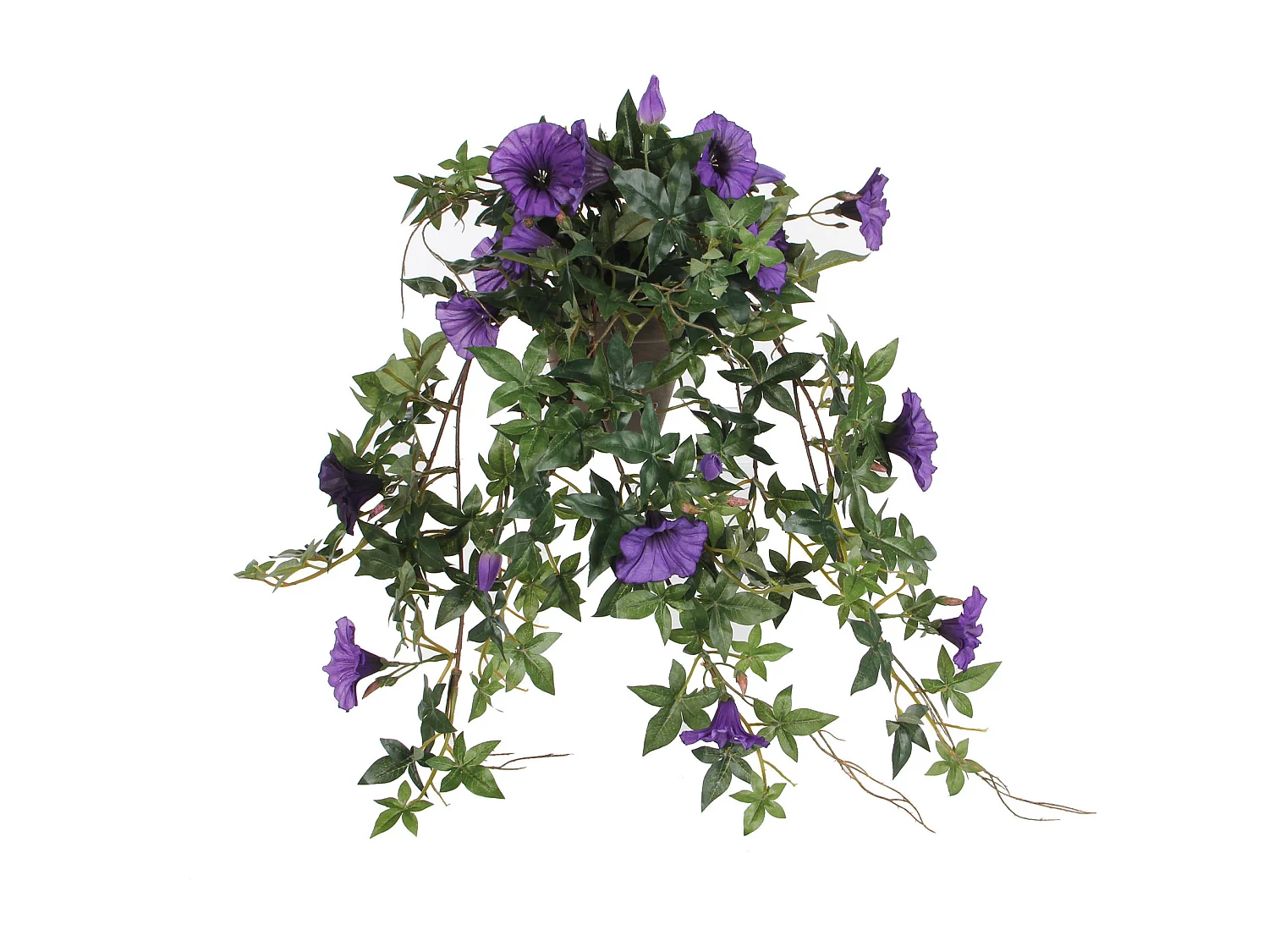 Plante artificielle suspendue en polyester et terre cuite - L50 x B45 x H25 - Violet foncé - PETUNIA HANGING