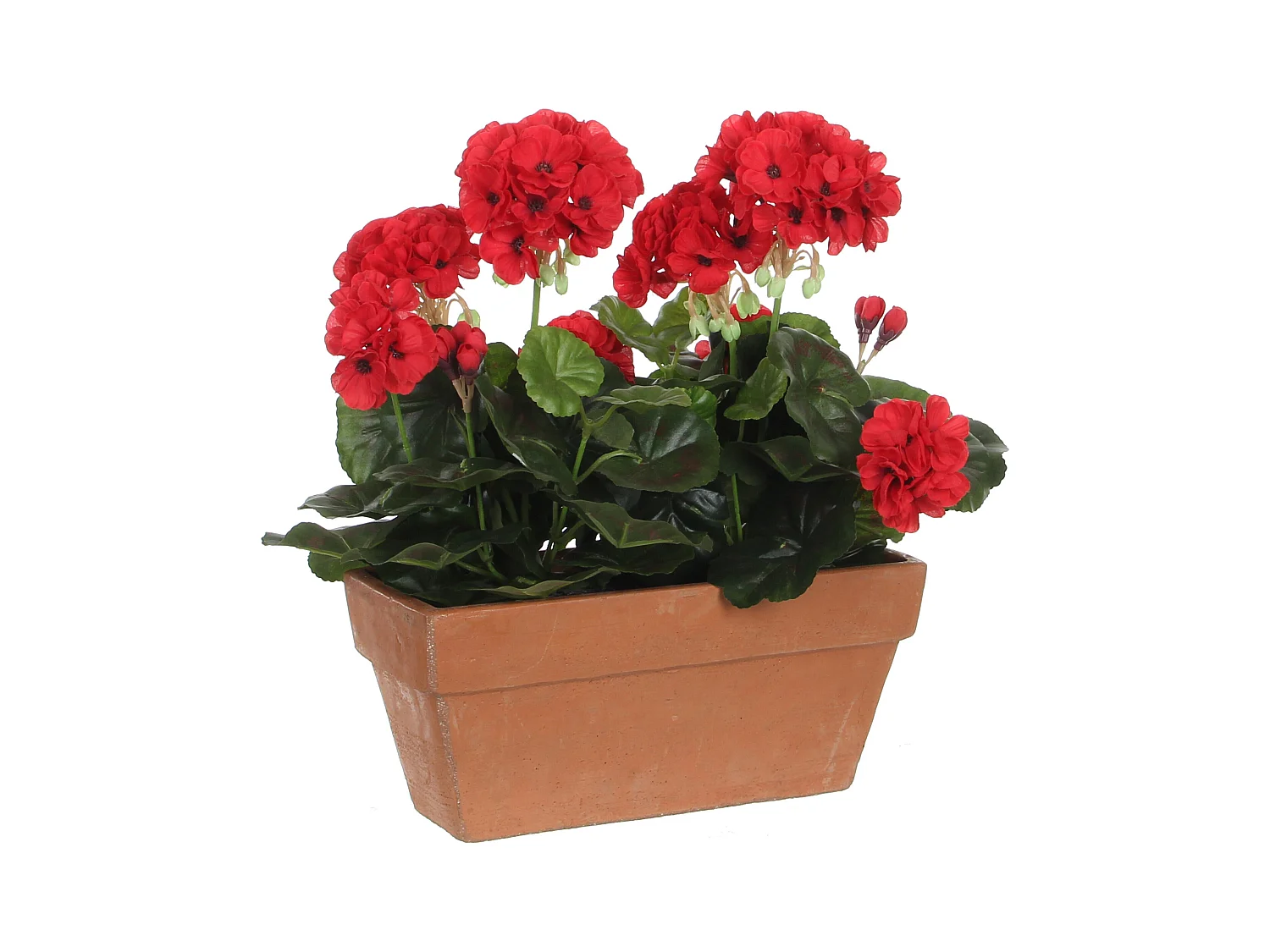 Plante artificielle en polyester et ciment de sable - 29 x 13 x 40 - Rouge - GERANIUM
