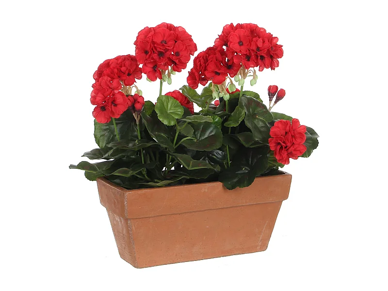 Plante artificielle en polyester et ciment de sable - 29 x 13 x 40 - Rouge - GERANIUM