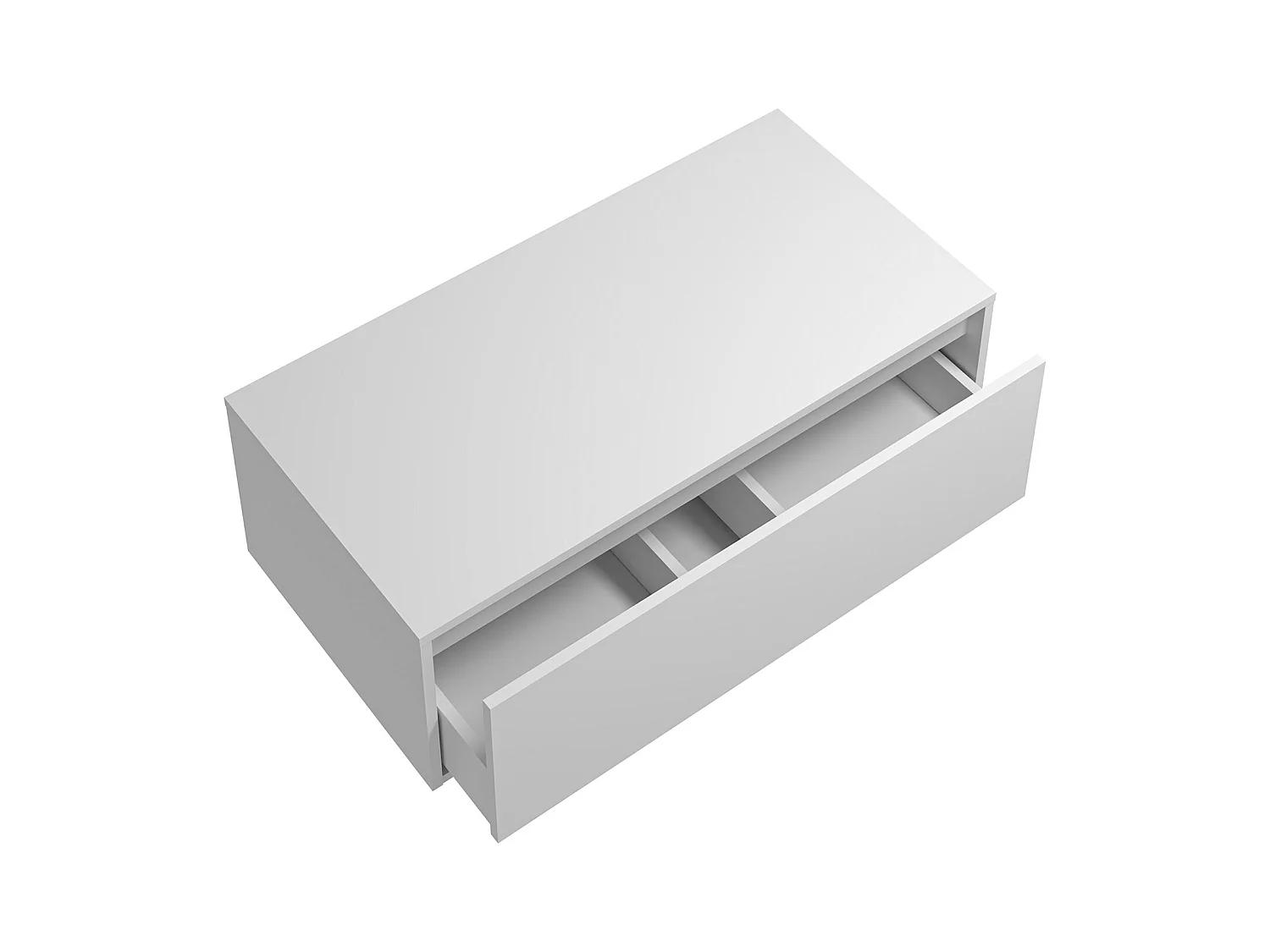 Waschbeckenunterschrank hängend mit rundem Waschbecken - 1 weiße Schublade & 2 Ablagefächer in heller Holzfarbe - 94 cm - TEANA II