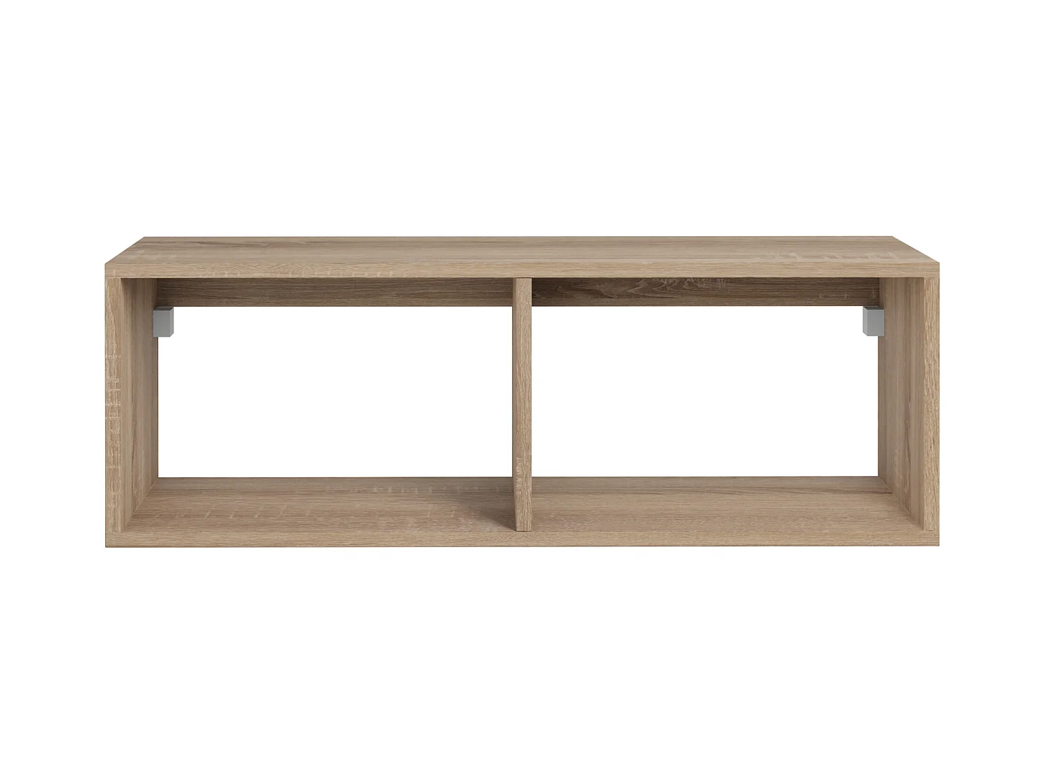 Waschbeckenunterschrank hängend mit rundem Waschbecken - 1 weiße Schublade & 2 Ablagefächer in heller Holzfarbe - 94 cm - TEANA II