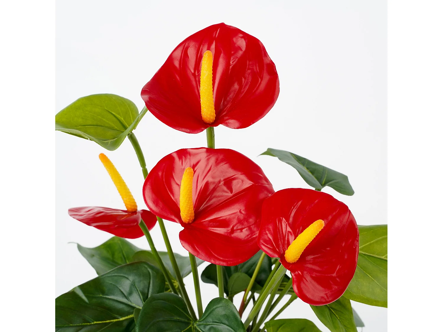 Kunstplant van polyester en terracotta - 40 x Ø30 - Rood - ANTHURIUM