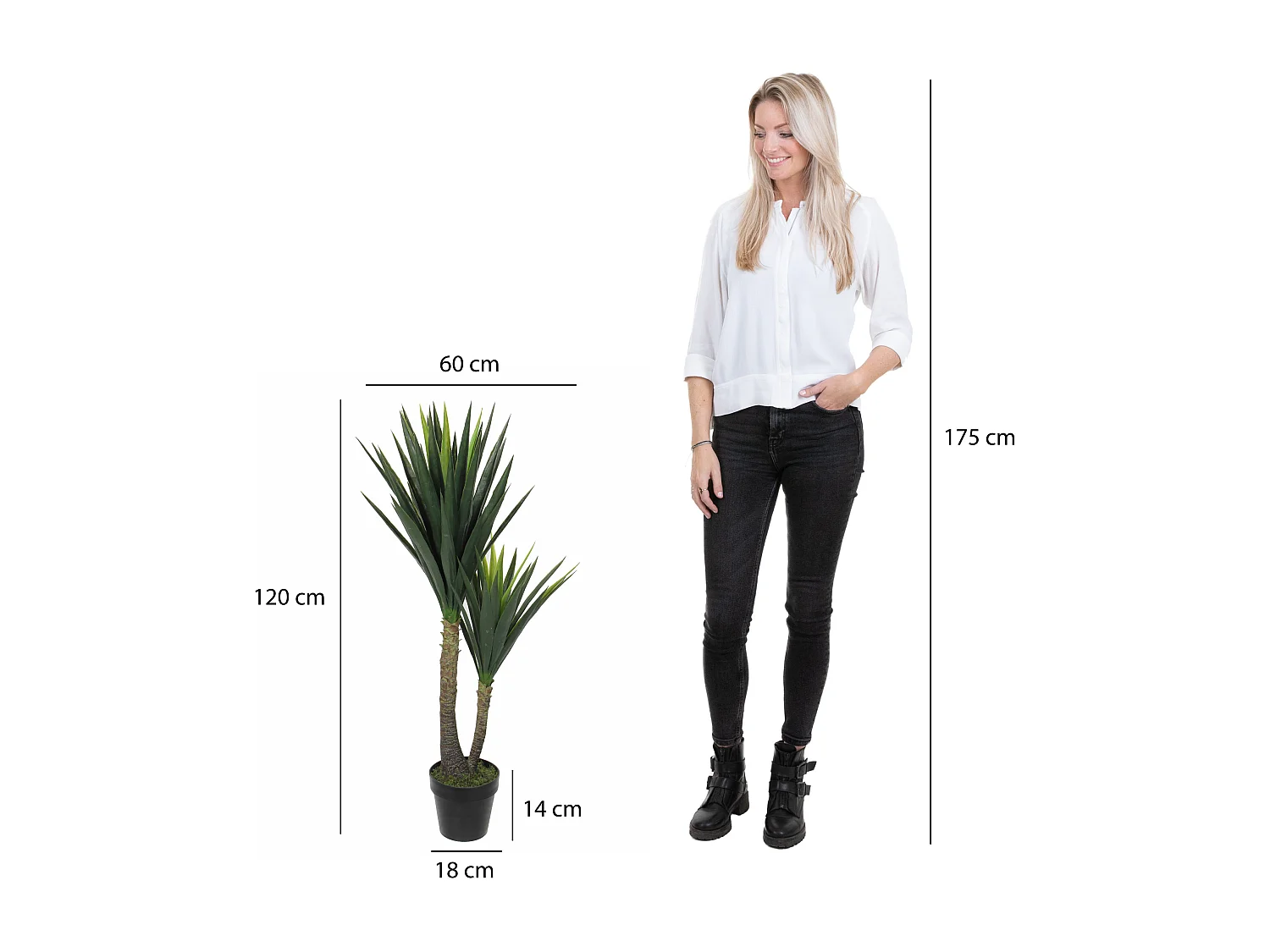 Plante artificielle en polypropylène - Ø70 x 120 - Vert - YUCCA