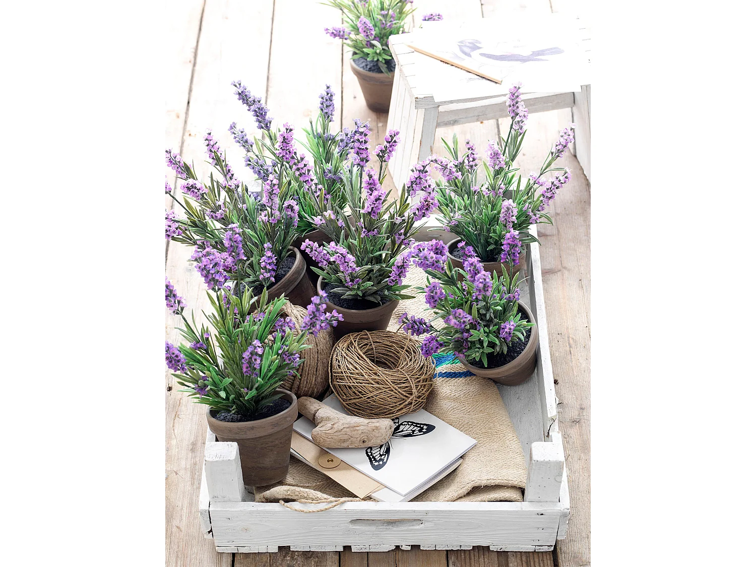 Kunstplant van polyester en terracotta - 33 x Ø20 - Paars - LAVENDER