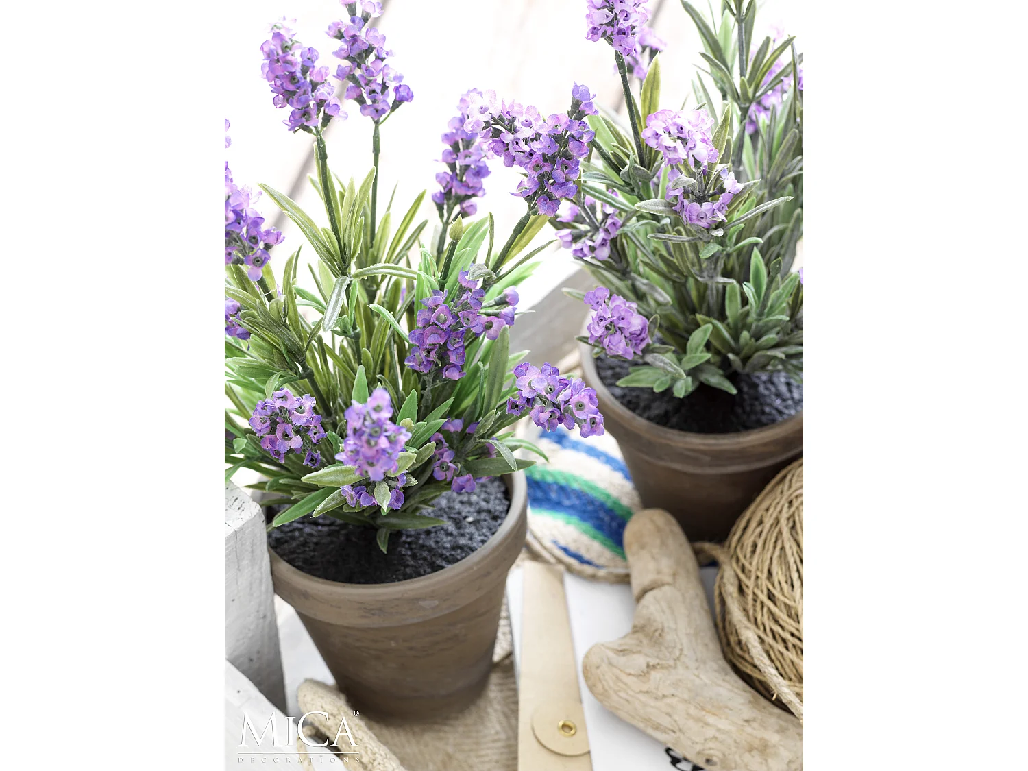 Kunstplant van polyester en terracotta - 33 x Ø20 - Paars - LAVENDER