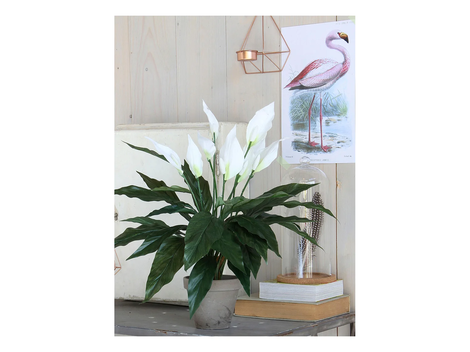 Kunstpflanze aus Polyester und Terrakotta - 50 x Ø40 - Weiß - SPATHIPHYLLUM