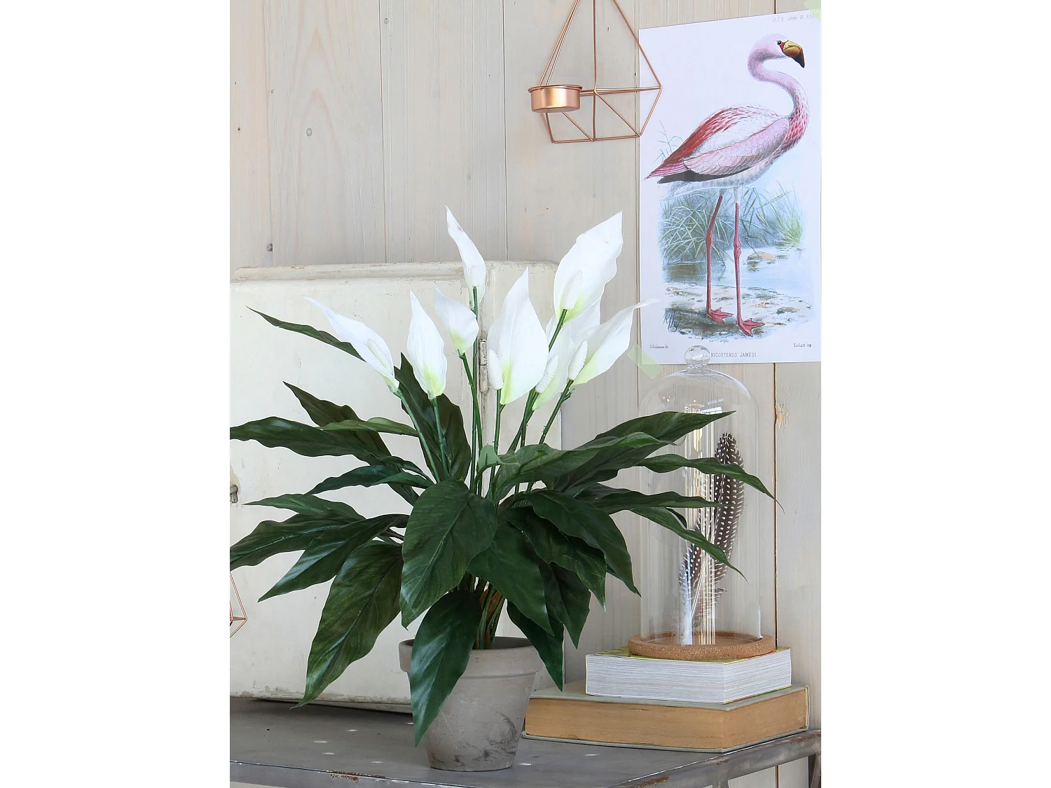 Plante artificielle en polyester et terre cuite - 50 x Ø40 - Blanc - SPATHIPHYLLUM