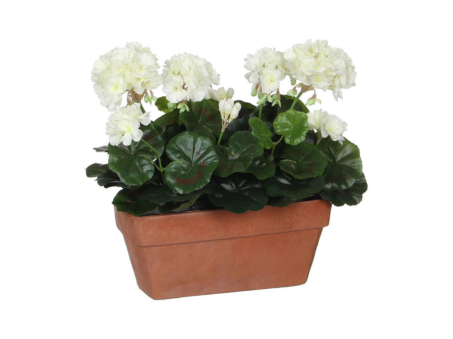 Plante artificielle en polyester et ciment de sable - 29 x 13 x 40 - Blanc - GERANIUM