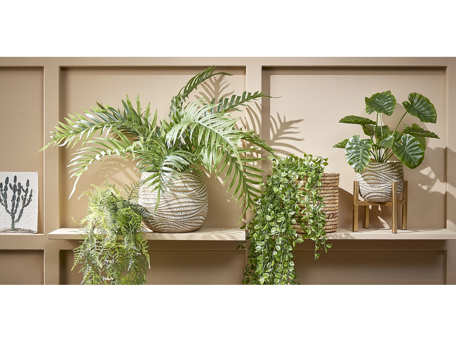 Hangende Kunstpflanze aus Polypropylen - 24 x 10 x 81 - Grün - FICUS