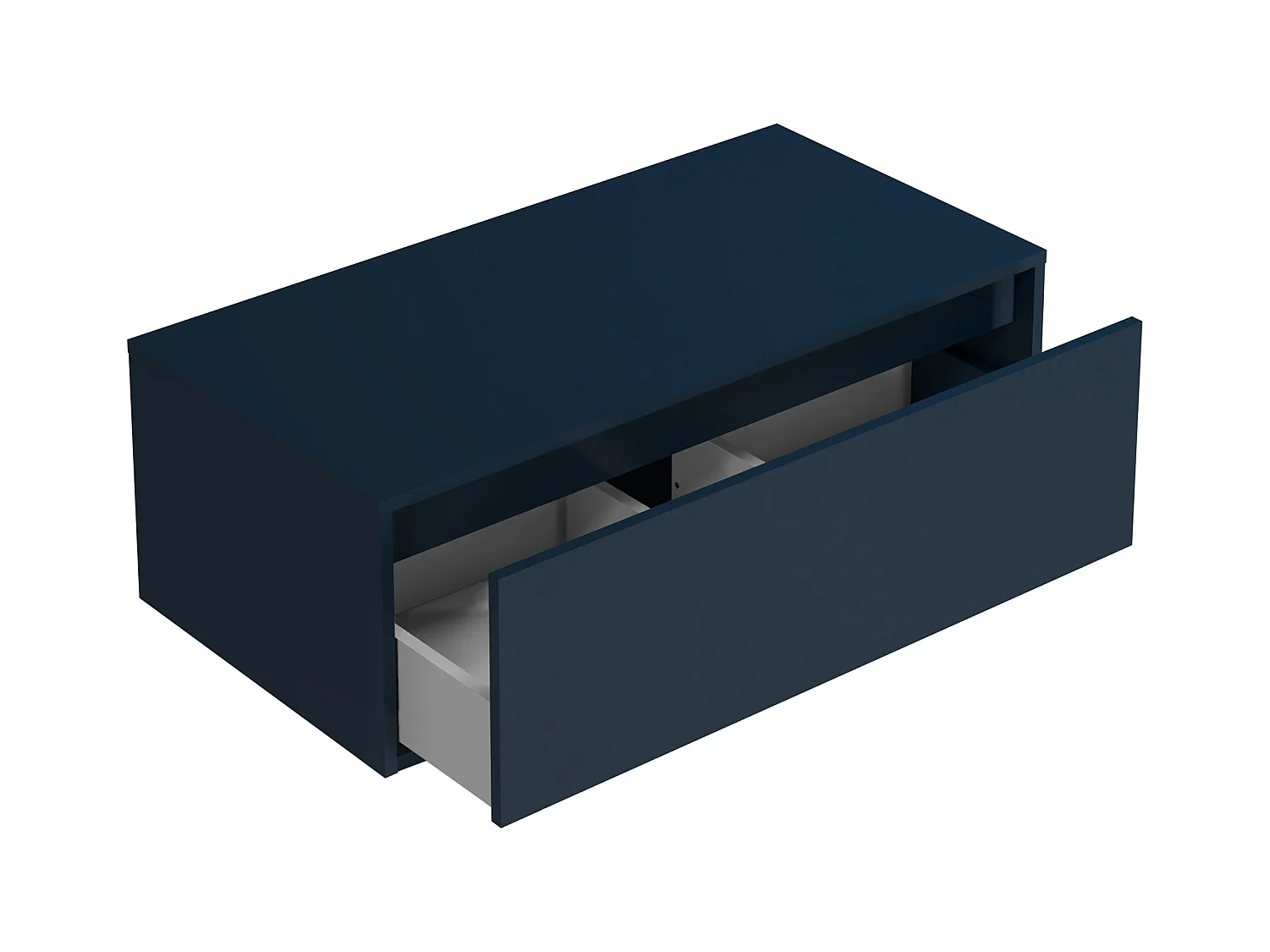 Mueble de baño flotante con lavabo cuadrado - 1 cajón azul y 2 estantes blancos - 94 cm - TEANA II