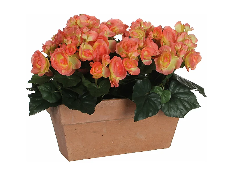 Kunstpflanze aus Polyester - 29 x 13 x 25 - Lachsrosa - BEGONIA