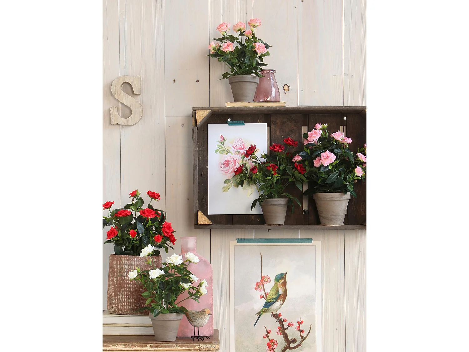 Plante artificielle en polyester et terre cuite - Ø25 x 33 - Blanc - ROSEBUSH