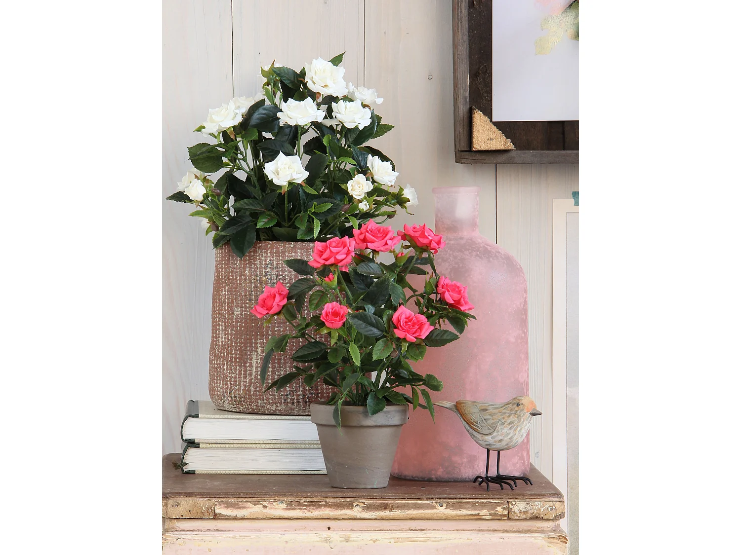Plante artificielle en polyester et terre cuite - Ø25 x 33 - Blanc - ROSEBUSH