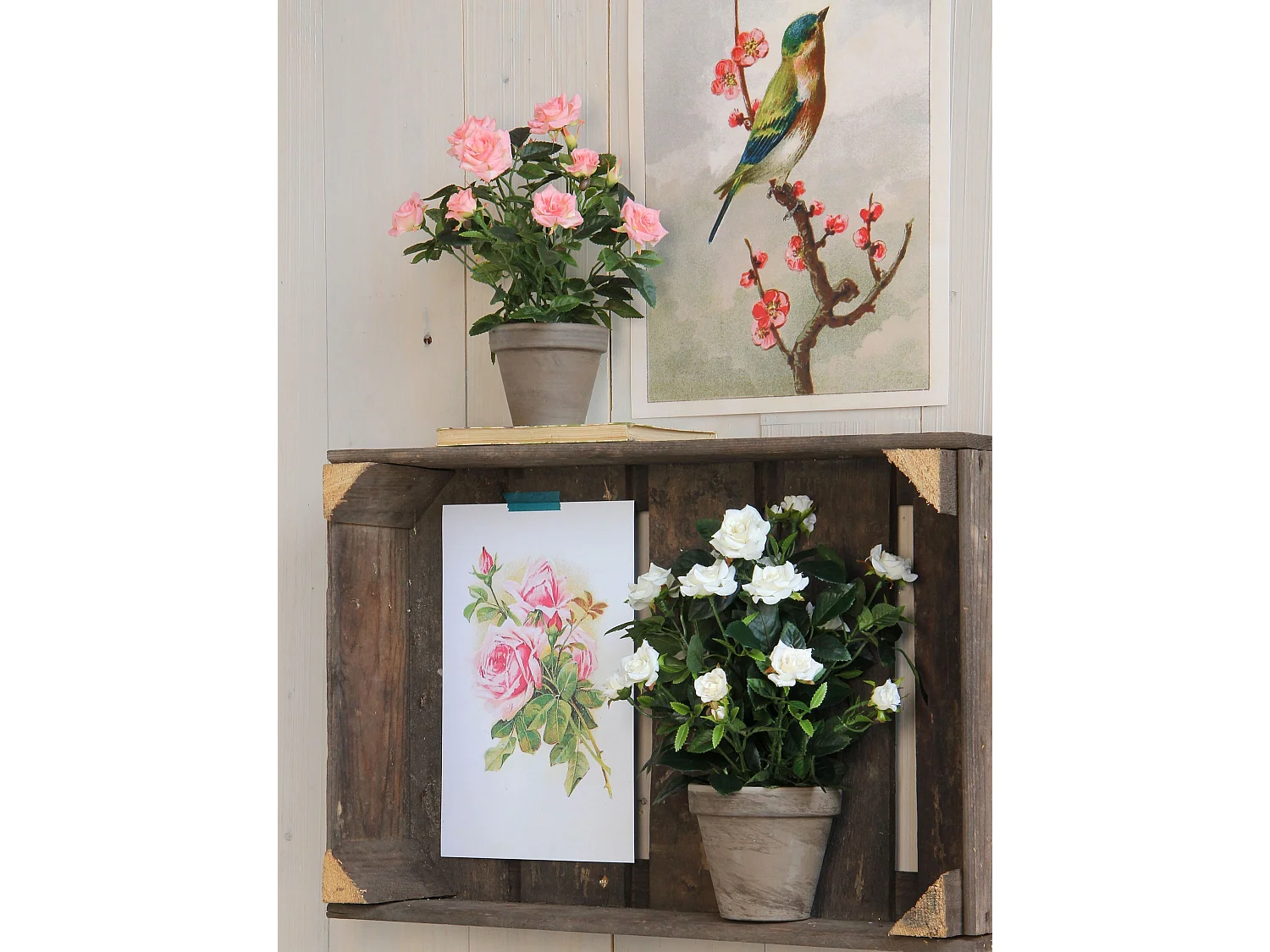 Plante artificielle en polyester et terre cuite - Ø25 x 33 - Blanc - ROSEBUSH