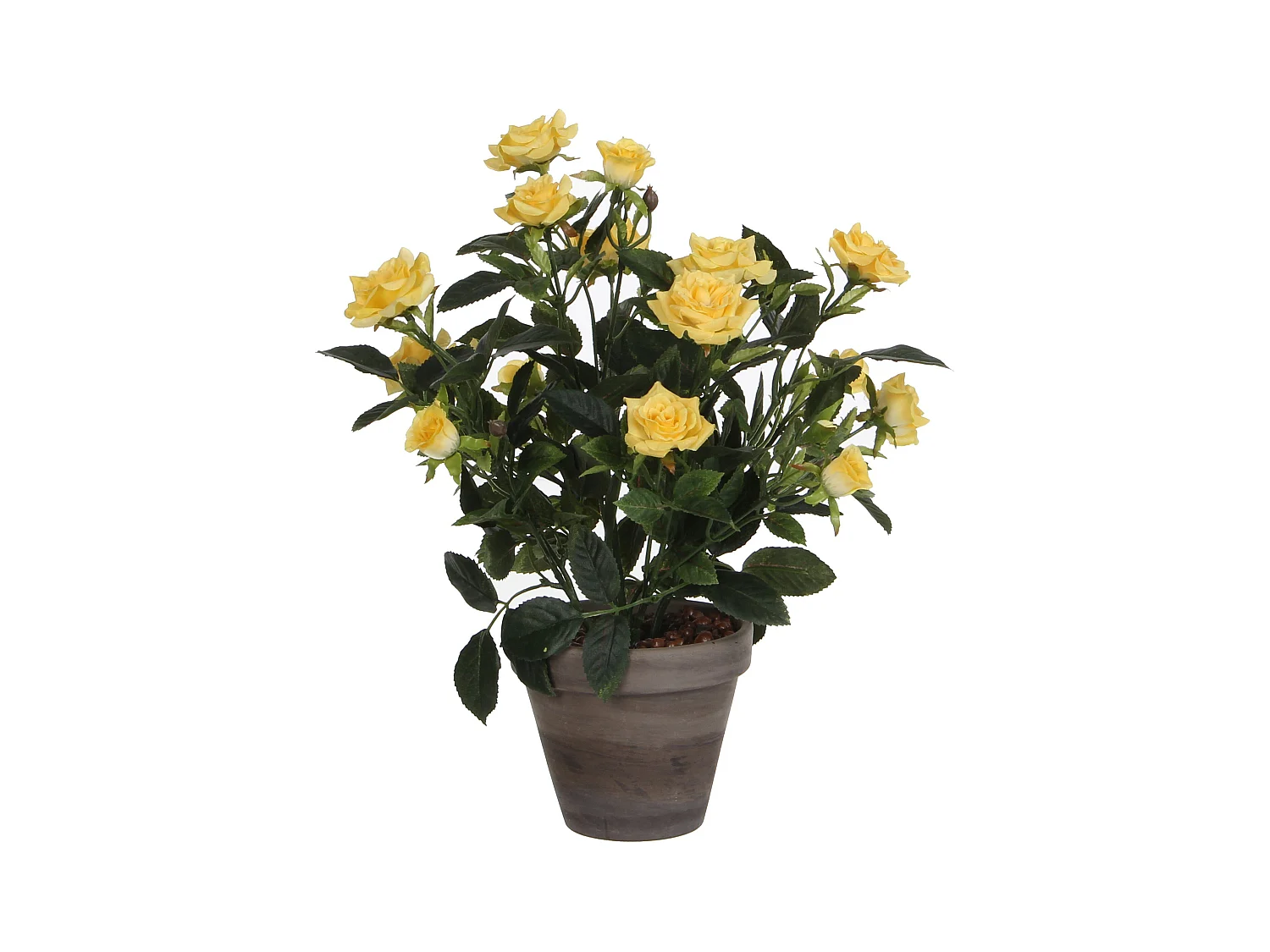 Kunstplant van polyester en terracotta - Ø25 x 33 - Geel - ROSEBUSH
