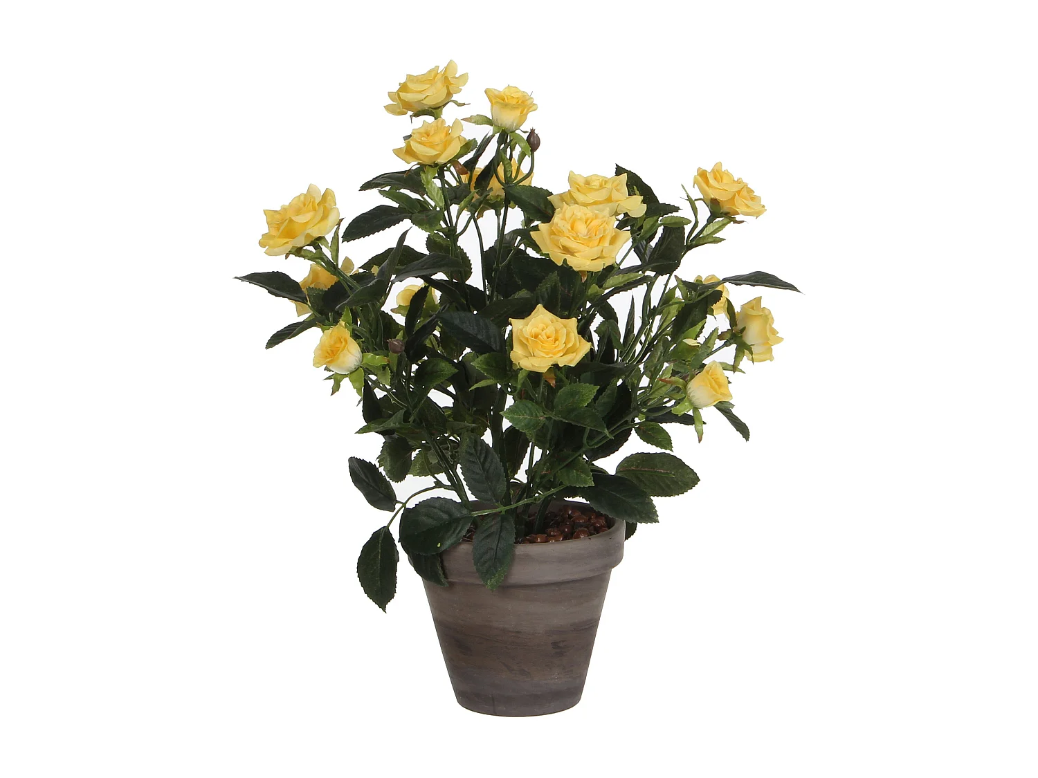 Kunstplant van polyester en terracotta - Ø25 x 33 - Geel - ROSEBUSH