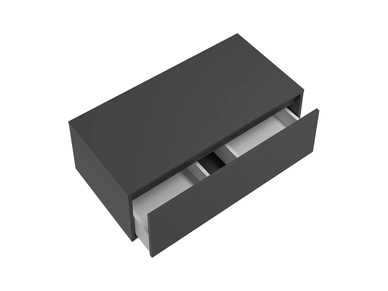 Hangend badkamermeubel met vierkante wastafel - 1 lade, antracietgrijs, en 2 witte nissen - 94 cm - TEANA II