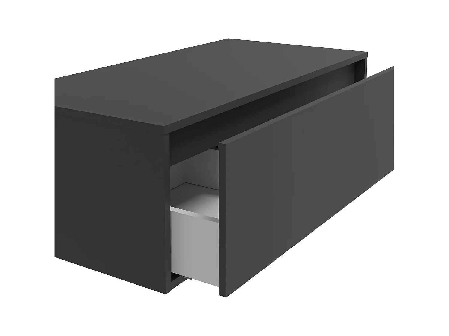 Hangend badkamermeubel met vierkante wastafel - 1 lade, antracietgrijs, en 2 witte nissen - 94 cm - TEANA II