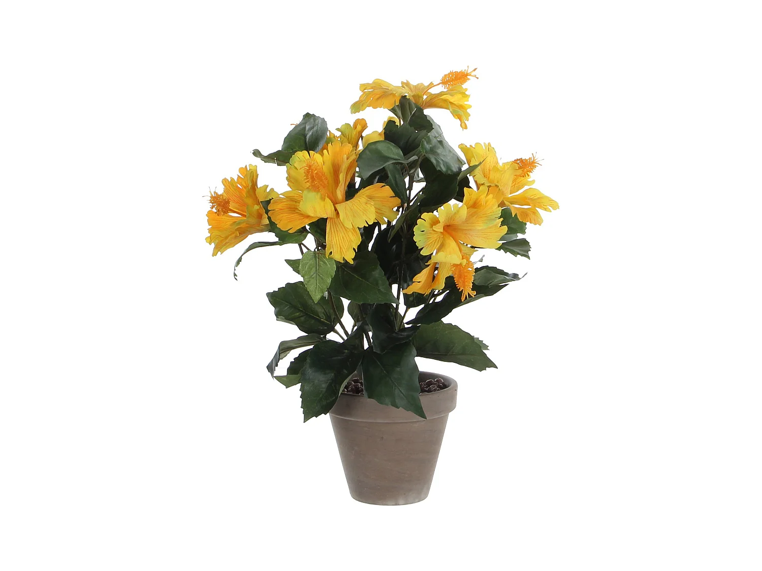 Kunstplant van polyester en terracotta - 40 x Ø30 - Geel - HIBISCUS
