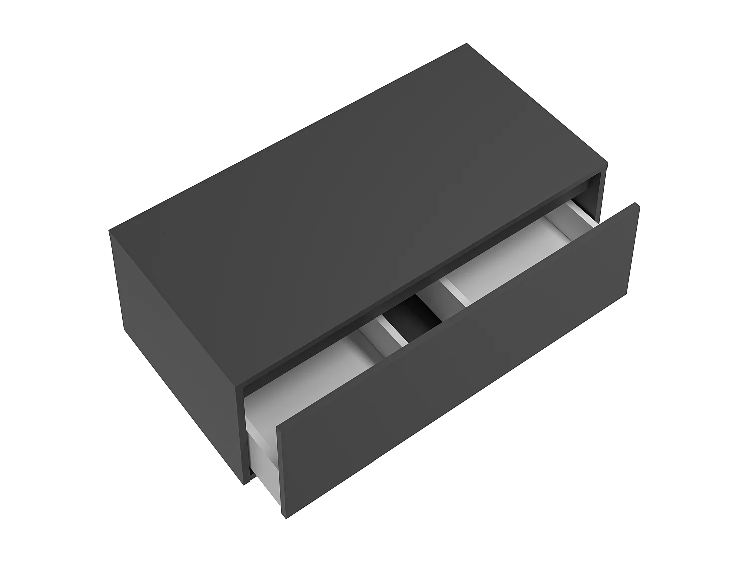 Waschbeckenunterschrank hängend mit rundem Waschbecken - 1 anthrazitgraue Schublade & 2 weiße Ablagefächer - 94 cm - TEANA II