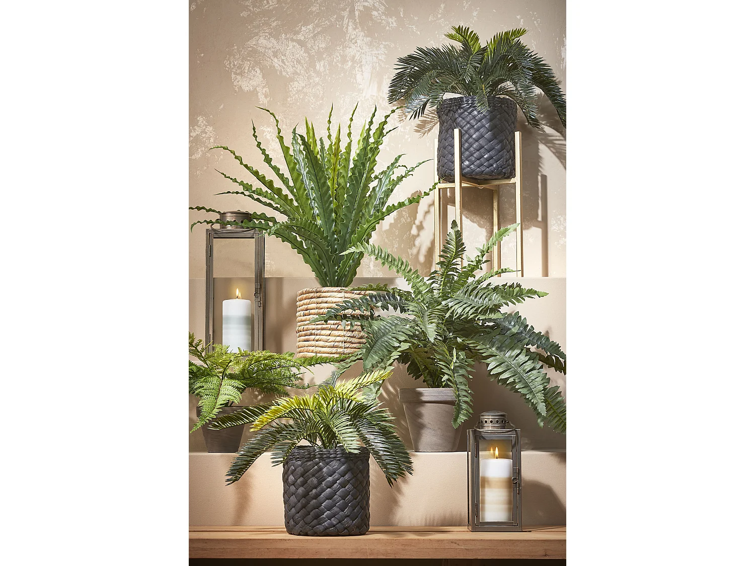 Plante artificielle en pvc et terre cuite - 33 x Ø34 - Vert - CYCAS PALM