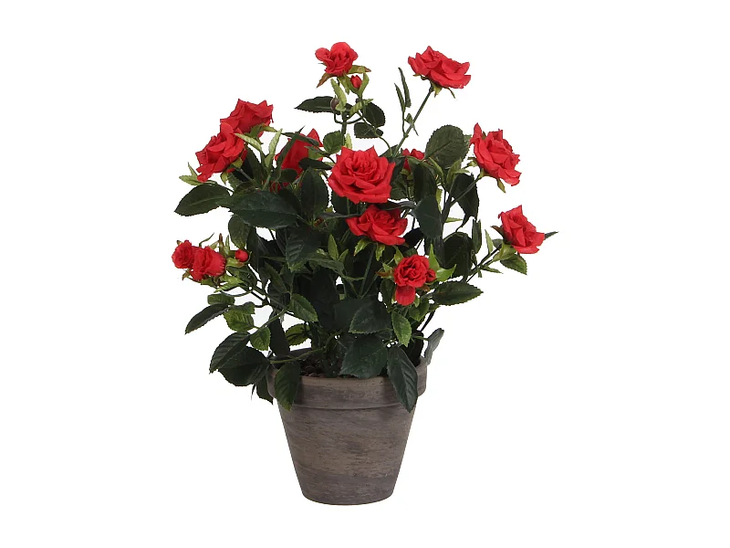 Plante artificielle en polyester et terre cuite - Ø25 x 33 - Rouge - ROSEBUSH