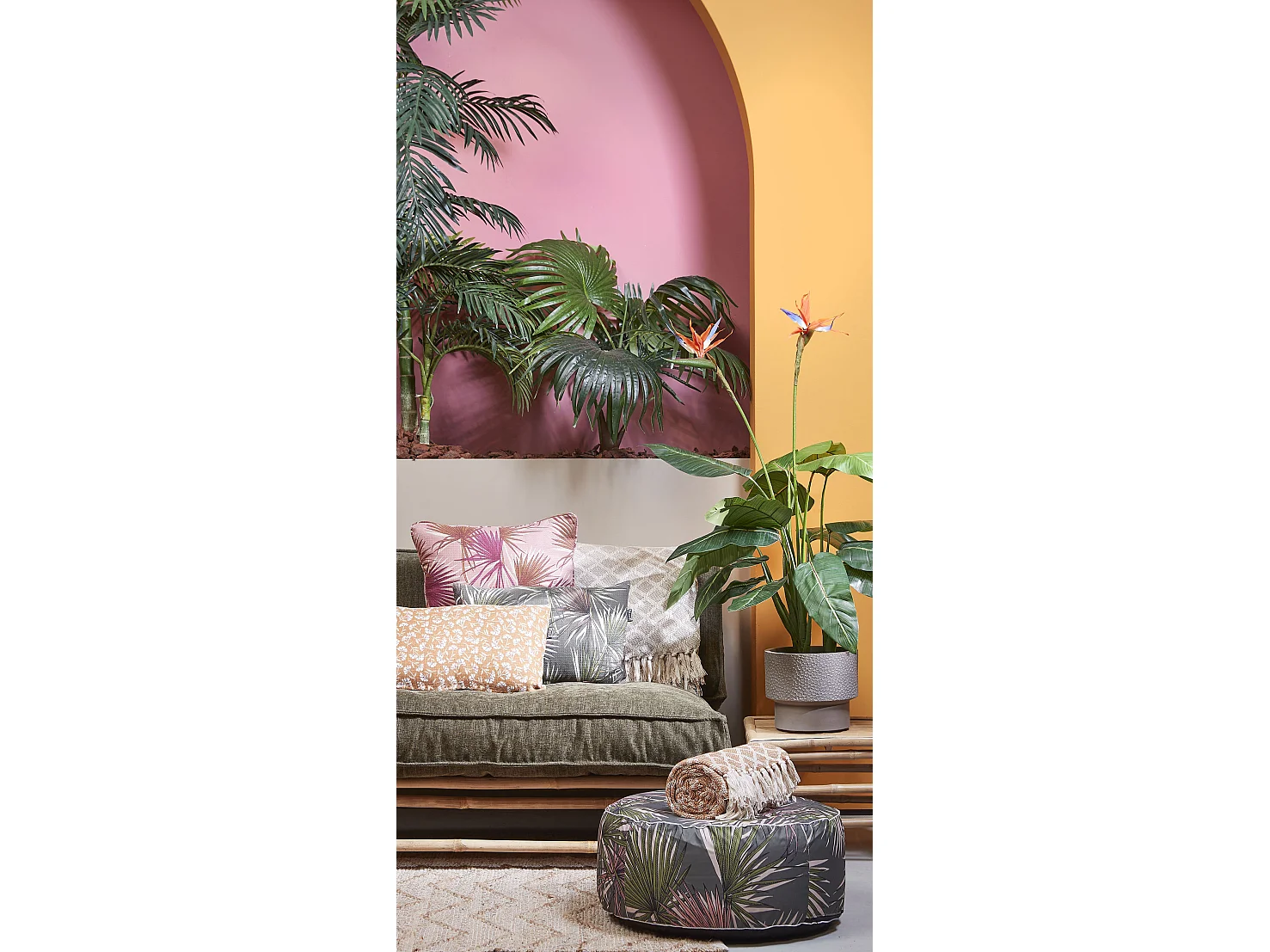 Kunstplant van polyester en plastic - 110 x Ø60 - Groen - STRELITZIA