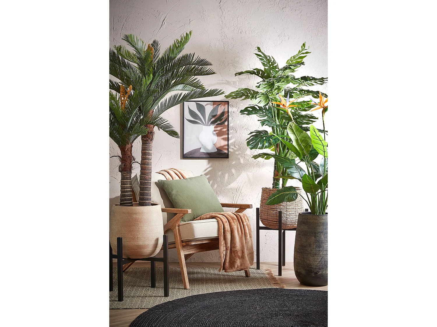 Kunstplant van polyester en plastic - 110 x Ø60 - Groen - STRELITZIA