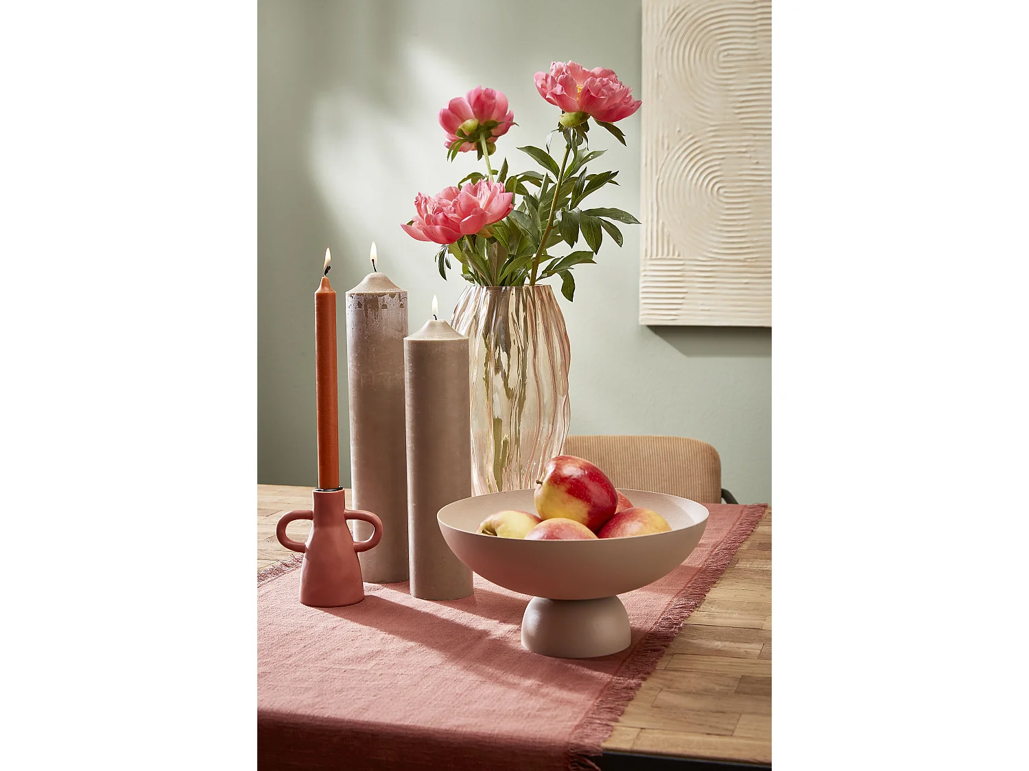 Vela cilíndrica de Estearina - Ø7 x 30 - Beige -